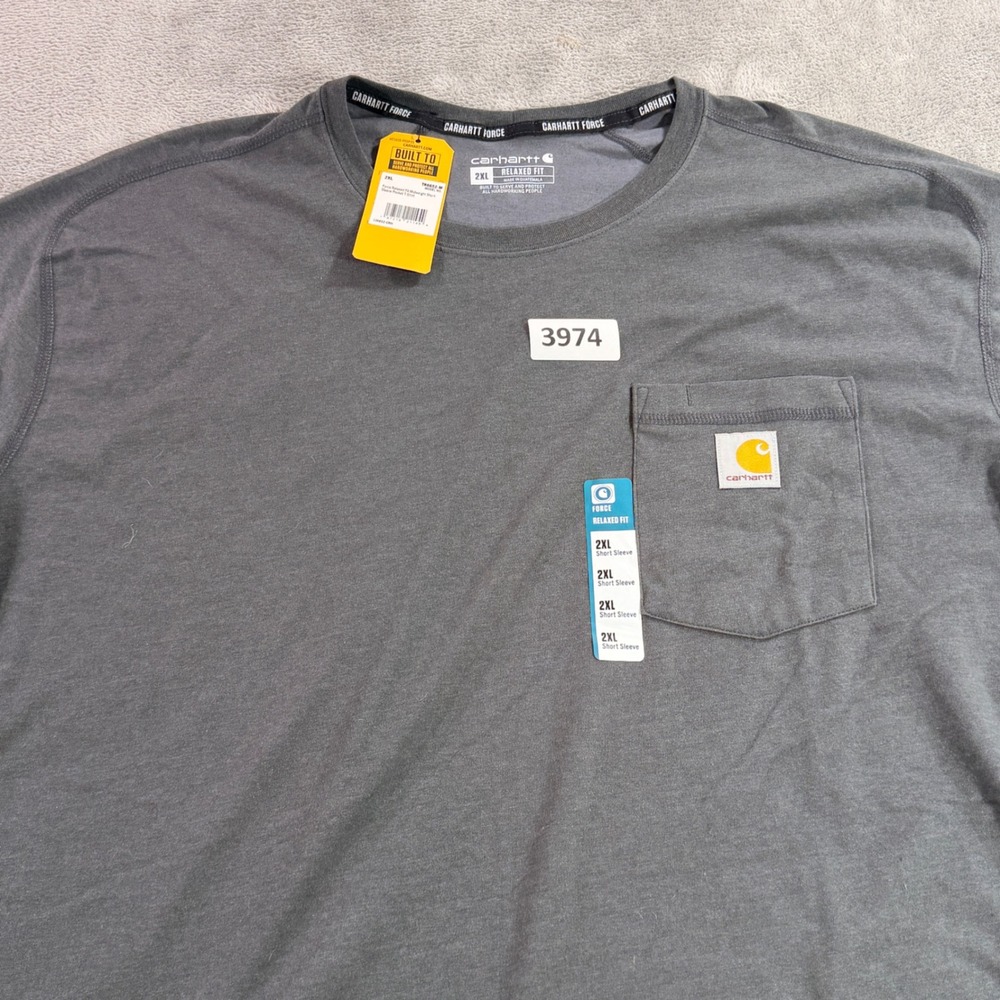 Carhartt Pocket T-Shirt Mens 2XL Grey Force Relaxed Fit Midweight TK6652-M